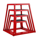 Plyometrisko lēcienu kastu komplekts 30/46/61/76 cm, tērauda neslīdošas platformas mājas treniņiem, sarkanas