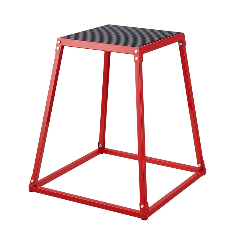 Plyometrisko lēcienu kastu komplekts 30/46/61/76 cm, tērauda neslīdošas platformas mājas treniņiem, sarkanas