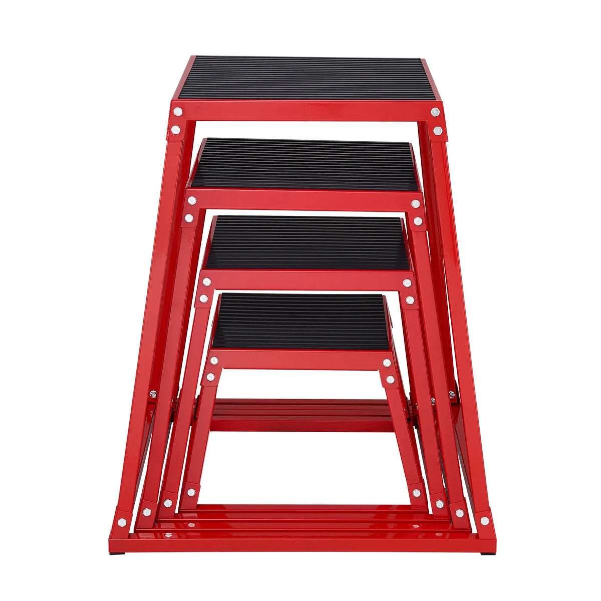 VEVOR plüomeetriliste hüppekastide komplekt 30/46/61/76 cm, teras, punane