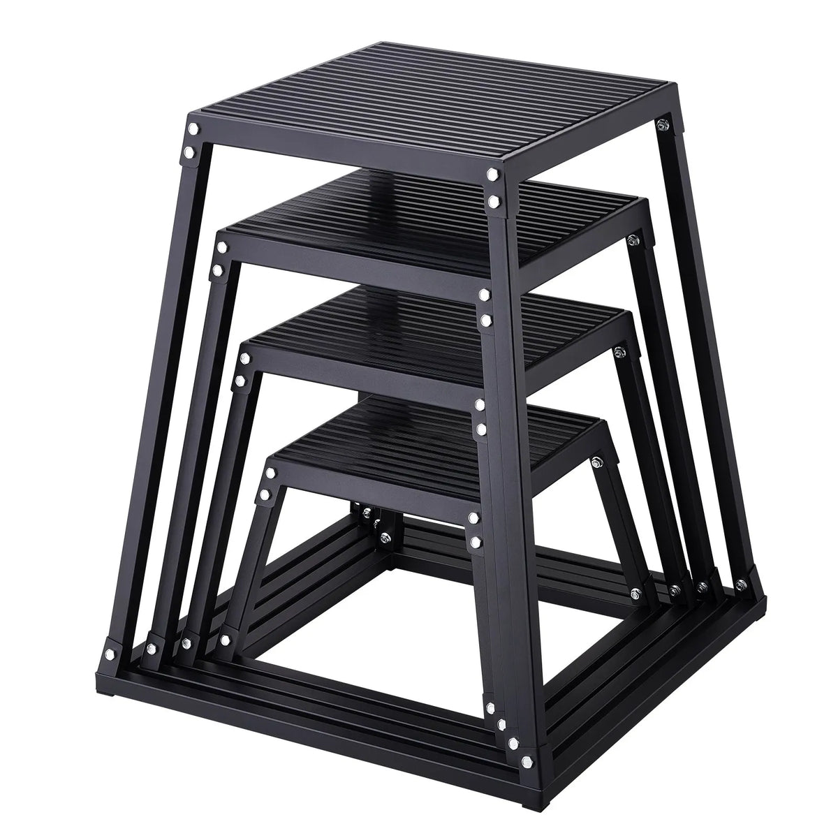 VEVOR Plyometric Jump Box Set 30/46/61/76 cm with Non-Slip Surface, Black