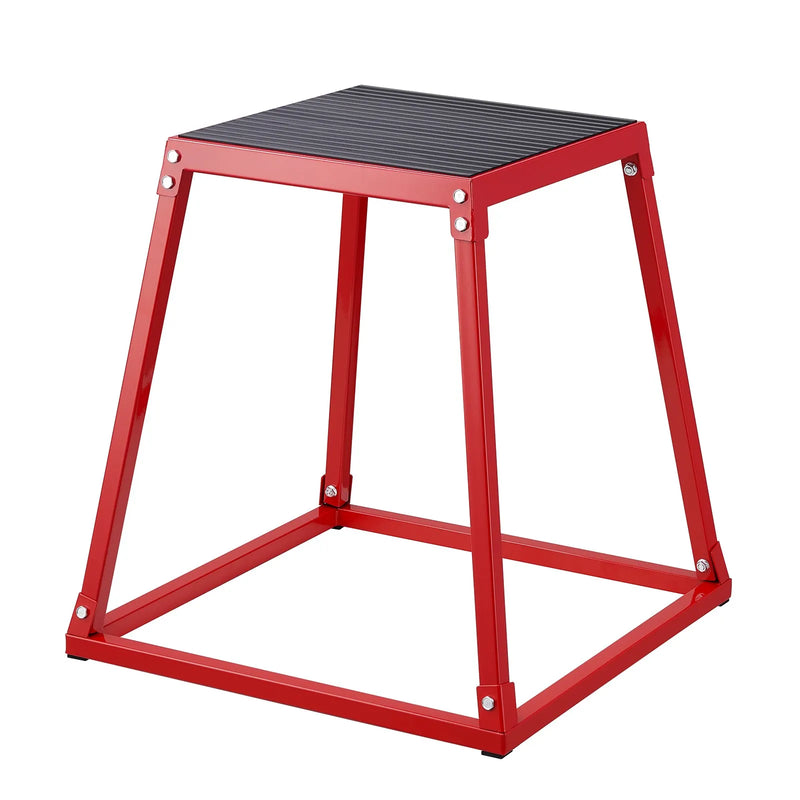 Plyometrisko lēcienu kastu komplekts 30/46/61 cm, tērauda neslīdošas platformas mājas treniņiem, sarkanas