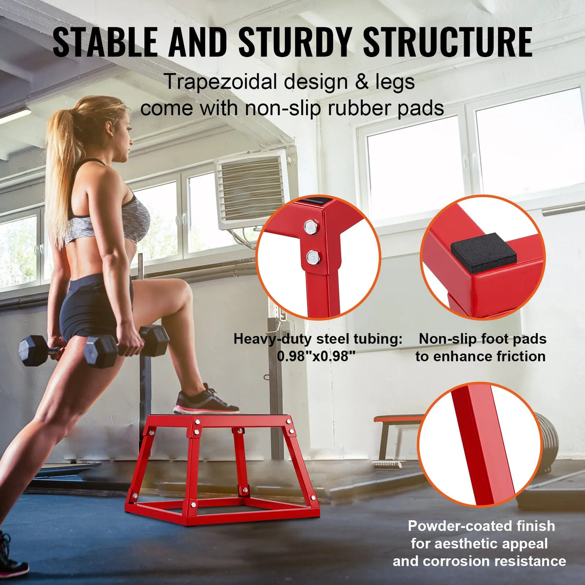 VEVOR Plyometric Jump Box 30 cm, Steel, Non-Slip Surface, Red