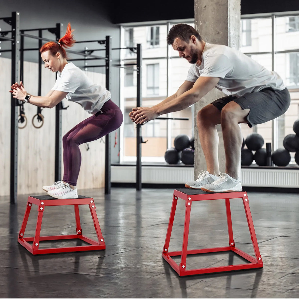 VEVOR Plyometric Jump Box 30 cm, Steel, Non-Slip Surface, Red
