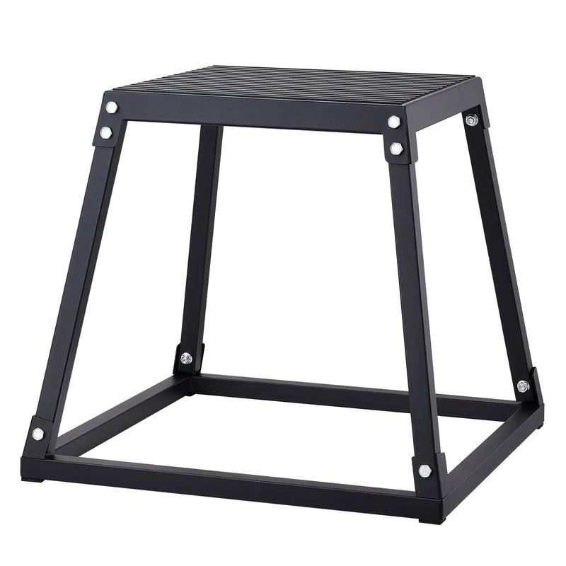 Plyometriskā lecamkaste, 45 cm, tērauda platforma ar neslīdošu virsmu, treniņiem mājās un sporta zālē, melna