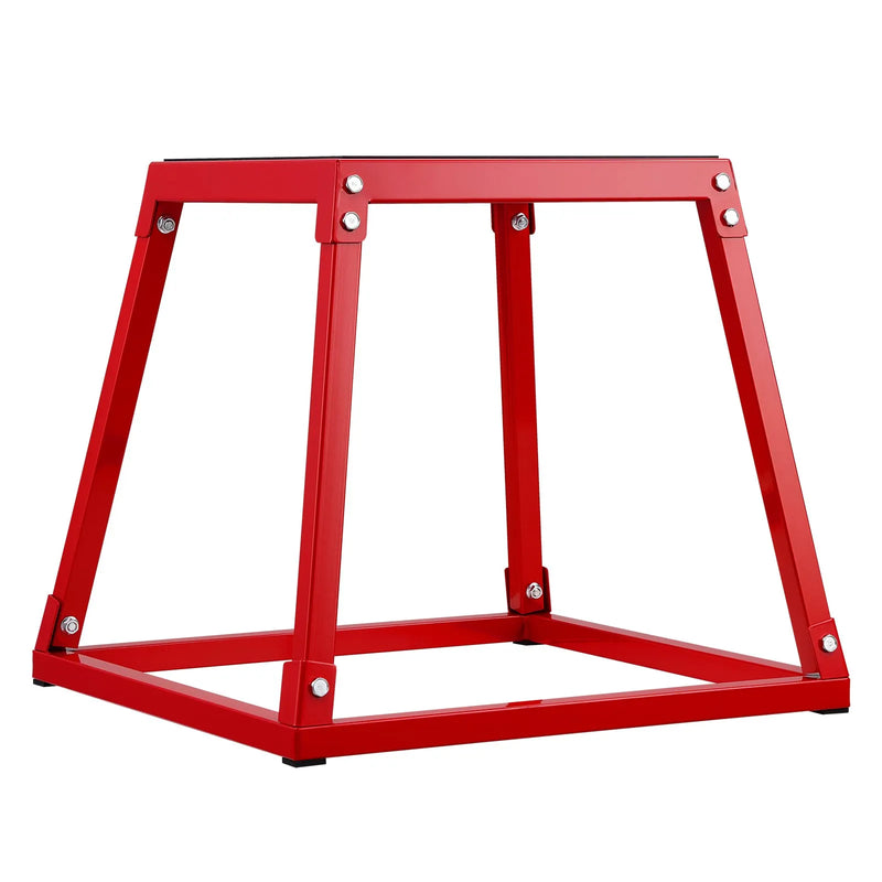 Plyometriskā lēcienu kaste 46 cm, tērauda treniņu platforma ar neslīdošu virsmu, mājas fitnesam, sarkana