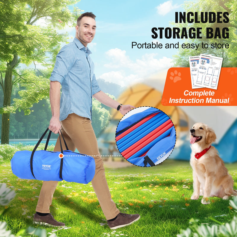 VEVOR Suņu veiklības treniņu aprīkojuma komplekts, 4 gab. ar šķēršļiem, lēciena gredzenu un pauzes kastīti