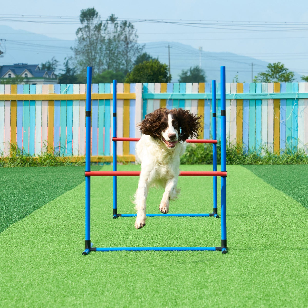 VEVOR suņu veiklības (agility) treniņu komplekts, 7 daļas – šķēršļi, tuneļi un lēciena riņķis