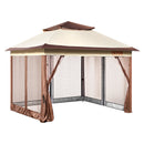 VEVOR Āra lapene 3.3 x 3.3 m ar pretmoskītu tīklu un izturīgu tērauda rāmi un 250D Oxford pārklājumu, ideāla atpūtai, āra ballītēm un dārza pasākumiem, gaiši brūna