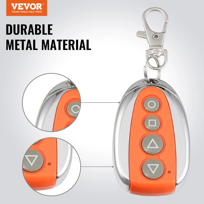 VEVOR Bīdāmo vārtu atvērēja tālvadības pults, darbības rādiuss 40 m, 4 pogu automātiskā garāžas un piebraucamo vārtu pults, daudzkanālu elektrisko vārtu drošības atslēga