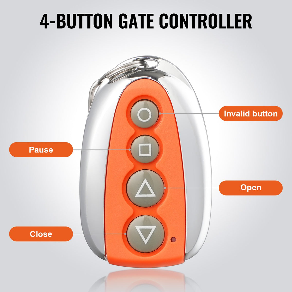 VEVOR Sliding Gate Opener Remote Control, 40 m Operating Range, 4-Button Automatic Garage and Driveway Gate Remote, Multi-Channel Electric Gate Security Key