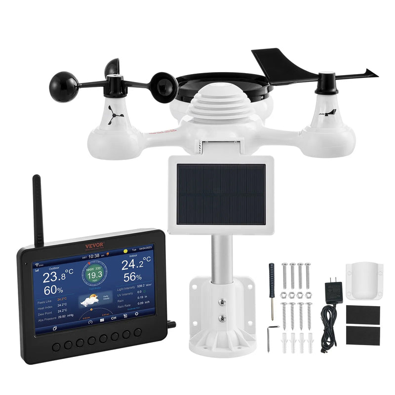 7 in 1 Wi-Fi laika stacijas ar bezvadu āra sensoru un 178 mm TFT displeju