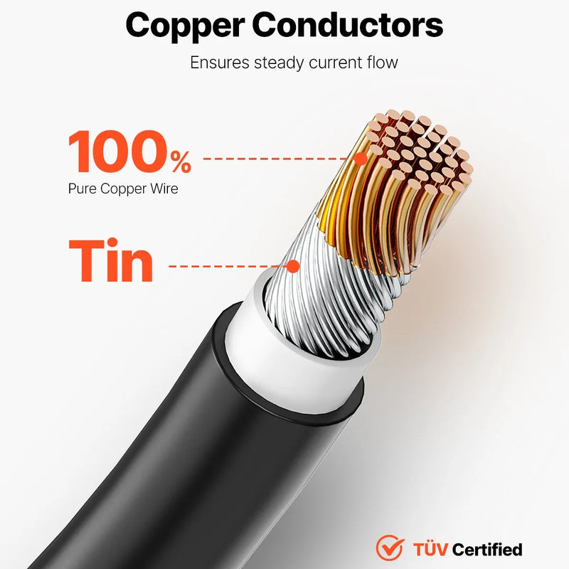 VEVOR saules paneļu pagarinājuma kabelis 30,48 m, 6 mm², IP67 ūdensizturīgs PV kabelis mājas, kuģu un kemperu saules paneļiem, melns