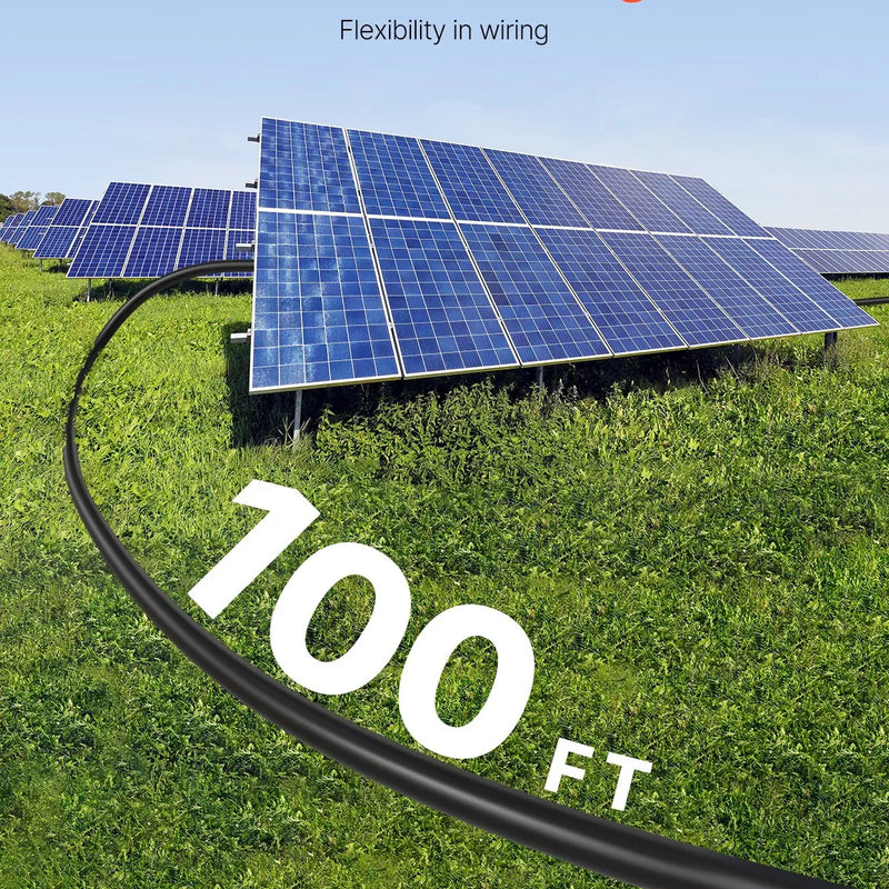 VEVOR saules paneļu pagarinājuma kabelis 30,48 m, 6 mm², IP67 ūdensizturīgs PV kabelis mājas, kuģu un kemperu saules paneļiem, melns