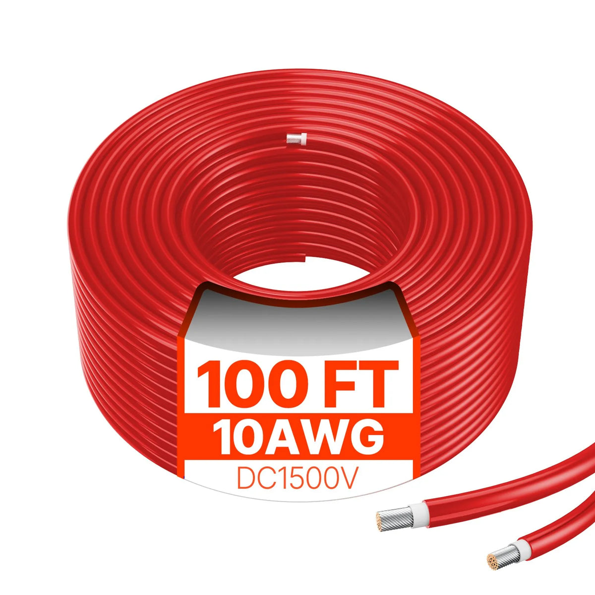 VEVOR saules paneļu pagarinājuma kabelis 30,48 m, 6 mm² / 10 AWG, IP67 ūdensizturīgs PV kabelis mājas, kuģu un kemperu saules paneļiem, sarkans