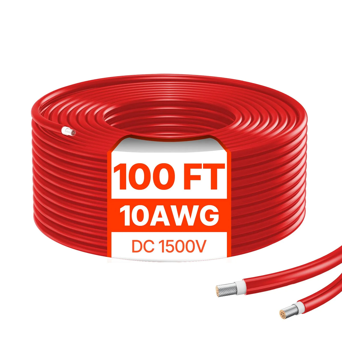 VEVOR saules paneļu pagarinājuma kabelis 30,48 m, 6 mm² / 10 AWG, IP67 ūdensizturīgs PV kabelis mājas, kuģu un kemperu saules paneļiem, sarkans