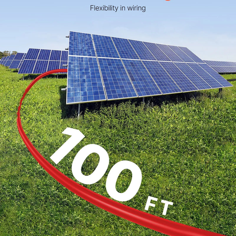 VEVOR saules paneļu pagarinājuma kabelis 30,48 m, 6 mm² / 10 AWG, IP67 ūdensizturīgs PV kabelis mājas, kuģu un kemperu saules paneļiem, sarkans