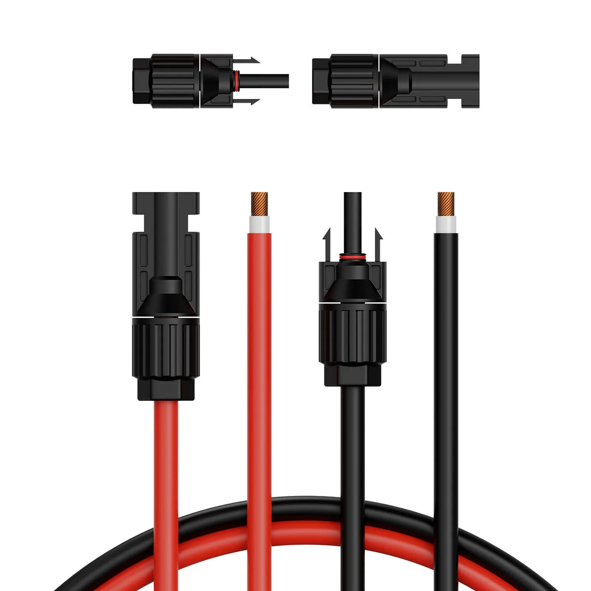 VEVOR Saules pagarinātājkabelis 30,48m — 6mm², melns+sarkans