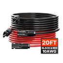 VEVOR 6,1 m (20 ft) saules paneļu pagarinātājkabelis ar sieviešu un vīriešu savienotājiem, 10 AWG / 6 mm², 1 pāris.