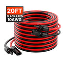 VEVOR 6,1 m (20 ft) saules paneļu pagarinātājkabelis ar sieviešu un vīriešu savienotājiem, 10 AWG / 6 mm², 1 pāris.