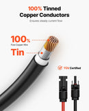 VEVOR 6,1 m (20 ft) saules paneļu pagarinātājkabelis ar sieviešu un vīriešu savienotājiem, 10 AWG / 6 mm², 1 pāris.