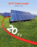 VEVOR 6,1 m (20 ft) saules paneļu pagarinātājkabelis ar sieviešu un vīriešu savienotājiem, 10 AWG / 6 mm², 1 pāris.