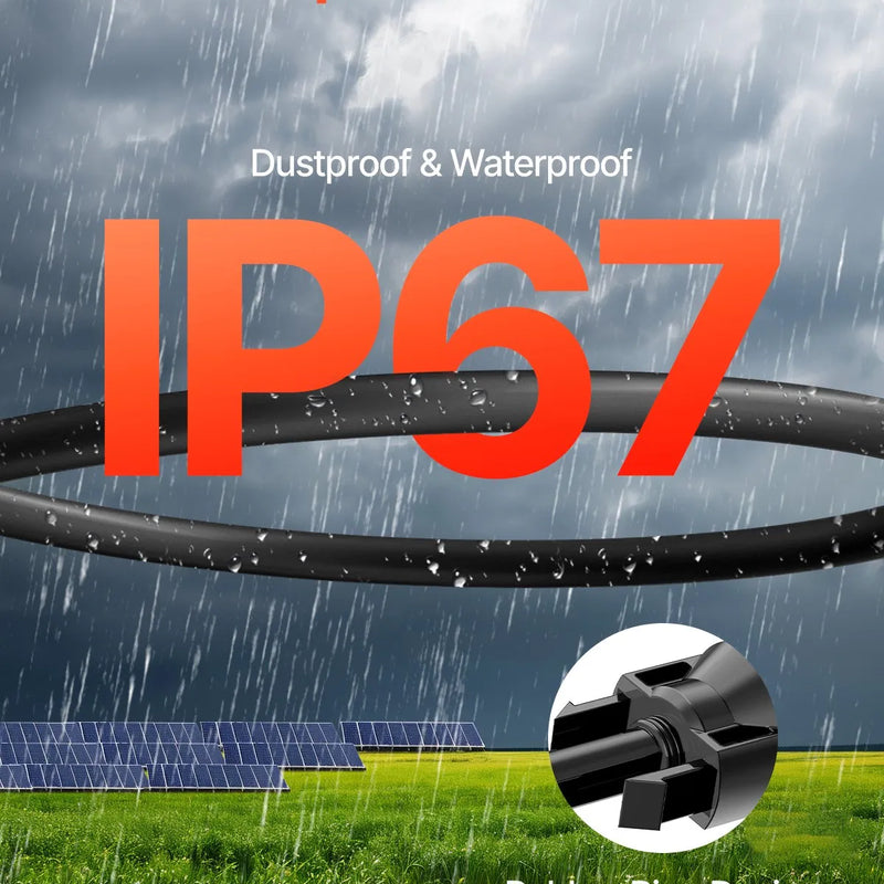 VEVOR 6,1 m (20 ft) saules paneļu pagarinātājkabelis ar sieviešu un vīriešu savienotājiem, 10 AWG / 6 mm², 1 pāris.