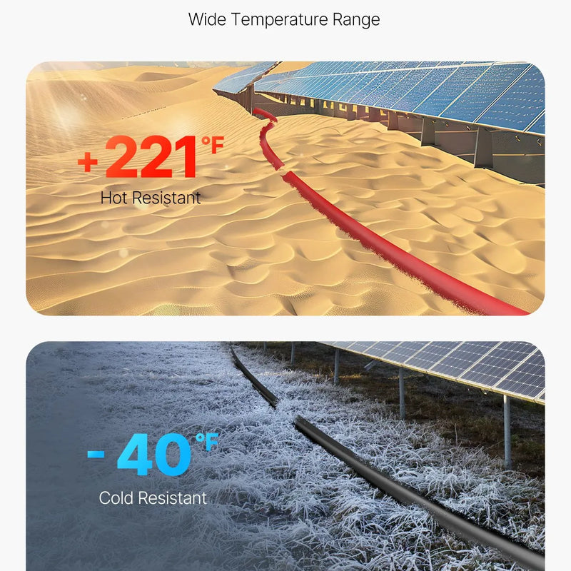 VEVOR 6,1 m (20 ft) saules paneļu pagarinātājkabelis ar sieviešu un vīriešu savienotājiem, 10 AWG / 6 mm², 1 pāris.