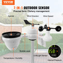 VEVOR 7-in-1 Wi-Fi  laikapstākļu stacija iekštelpām un ārā, 19,1 cm  krāsu displejs, ar saules enerģijas bezvadu ārējo sensoru un trauksmes brīdinājumiem, paredzēts temperatūras, mitruma, vēja ātruma/virziena un nokrišņu mērīšanai