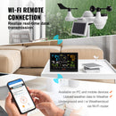 VEVOR 7-in-1 Wi-Fi  laikapstākļu stacija iekštelpām un ārā, 19,1 cm  krāsu displejs, ar saules enerģijas bezvadu ārējo sensoru un trauksmes brīdinājumiem, paredzēts temperatūras, mitruma, vēja ātruma/virziena un nokrišņu mērīšanai