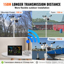 VEVOR 7-in-1 Wi-Fi  laikapstākļu stacija iekštelpām un ārā, 19,1 cm  krāsu displejs, ar saules enerģijas bezvadu ārējo sensoru un trauksmes brīdinājumiem, paredzēts temperatūras, mitruma, vēja ātruma/virziena un nokrišņu mērīšanai