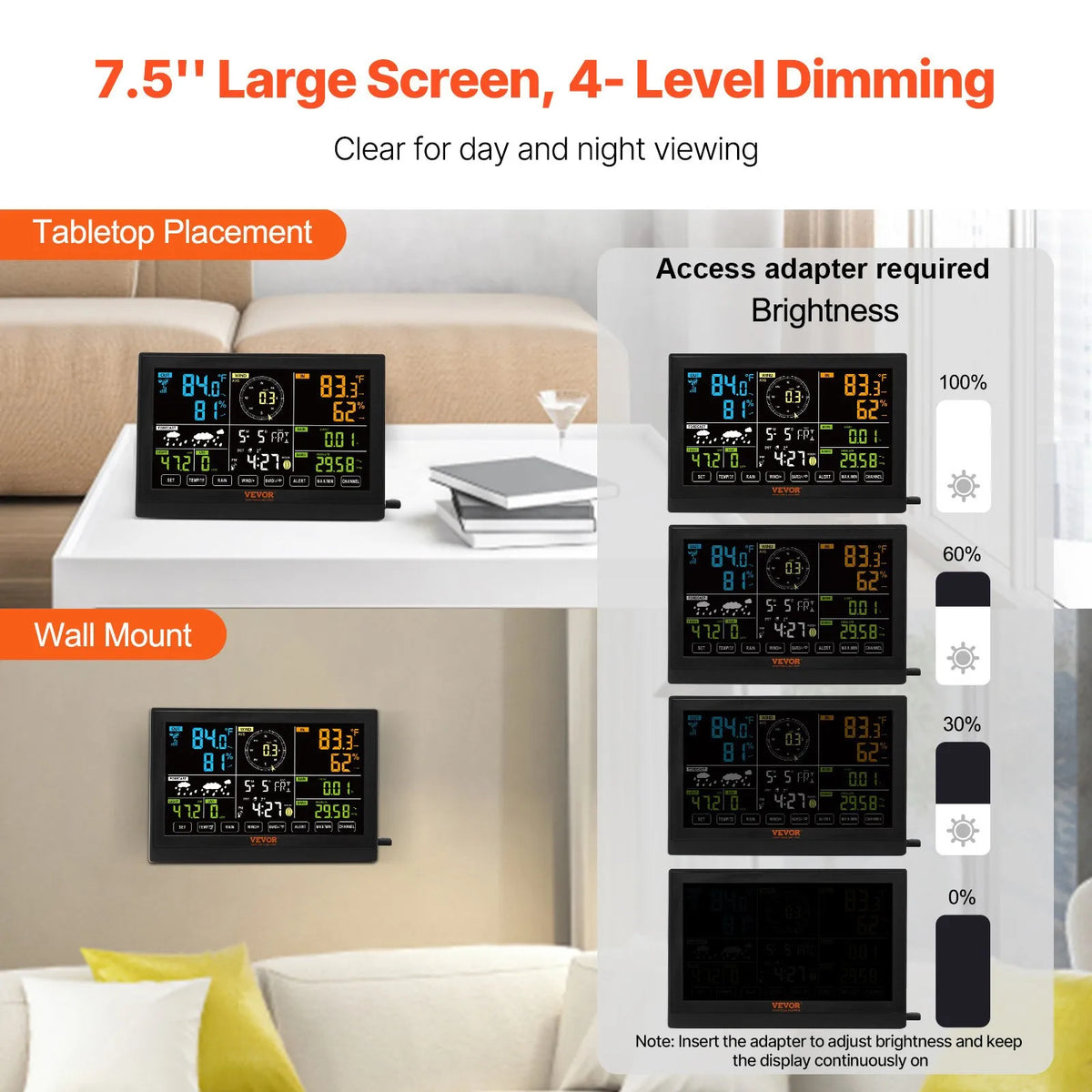 7-in-1 Wireless Weather Station with 19 cm Colour Display, Indoor and Outdoor Temperature, Humidity, Wind, Rainfall and UV Monitoring with Forecast and Alarm Functions