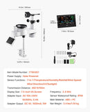 7-in-1 Wi-Fi laika apstākļu stacija ar lietotni, 190,5 mm VA displeju, bezvadu saules enerģijas āra sensoru, nokrišņu mērītāju, temperatūras, mitruma, vēja ātruma un nokrišņu uzraudzību iekštelpās un āra apstākļos