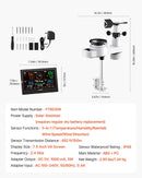 5-in-1 Wi-Fi laika apstākļu stacija ar 190,5 mm VA displeju, bezvadu saules enerģijas āra sensoru, nokrišņu mērītāju, temperatūras, mitruma, vēja ātruma un virziena uzraudzībai iekštelpās un āra apstākļos