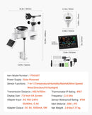 7-in-1 Wi-Fi laika apstākļu stacijas komplekts ar lietotni, 190,5 mm displejs, bezvadu saules sensors, baseina termometrs un nokrišņu mērītājs