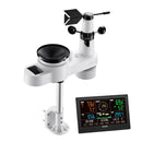 5-in-1 bezvadu laika apstākļu stacija ar 190,5 mm VA displeju, saules enerģijas āra sensoru, nokrišņu mērītāju, temperatūras, mitruma, vēja ātruma un virziena uzraudzību iekštelpās un āra apstākļos (bez Wi-Fi)