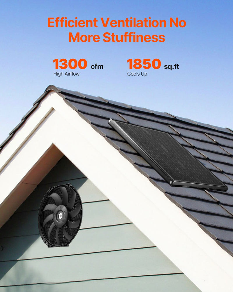 VEVOR 30 cm sienas stiprināmais bēniņu ventilators, 2210 m³/h, ar regulējamu termostatu