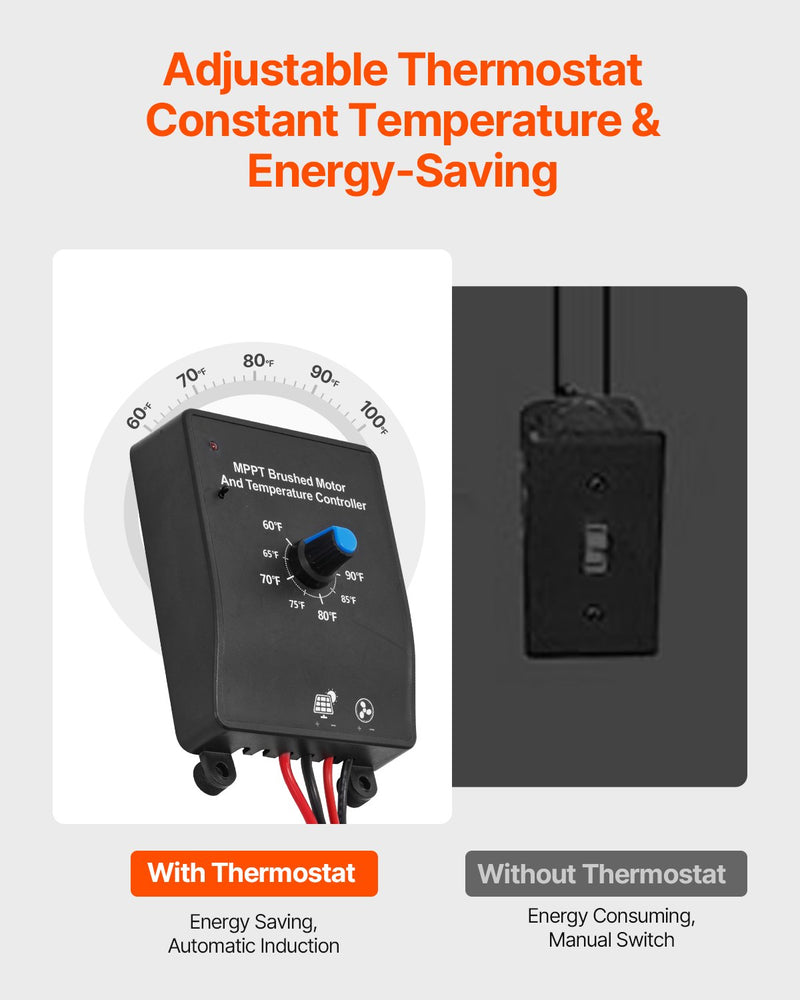 VEVOR 30 cm sienas stiprināmais bēniņu ventilators, 2210 m³/h, ar regulējamu termostatu