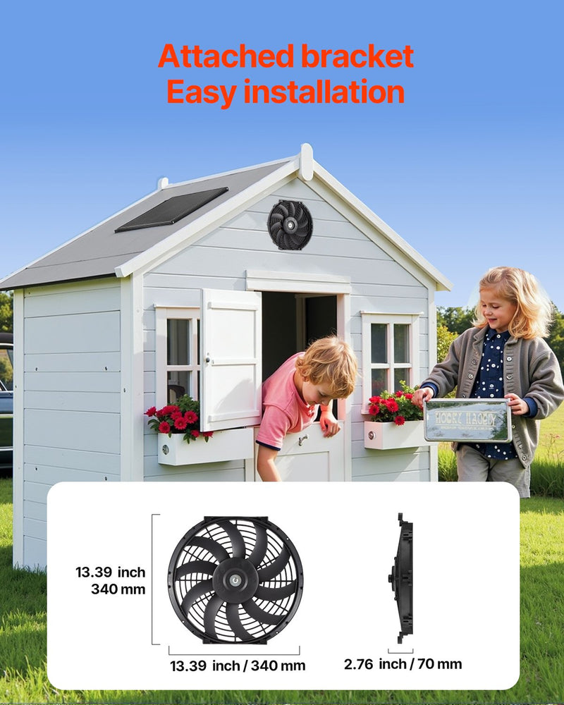 VEVOR 30 cm sienas stiprināmais bēniņu ventilators, 2210 m³/h, ar regulējamu termostatu