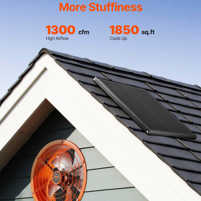 VEVOR 35,6 cm bēniņu ventilators ar termostatu, 2209 m³/h, sienas stiprinājums