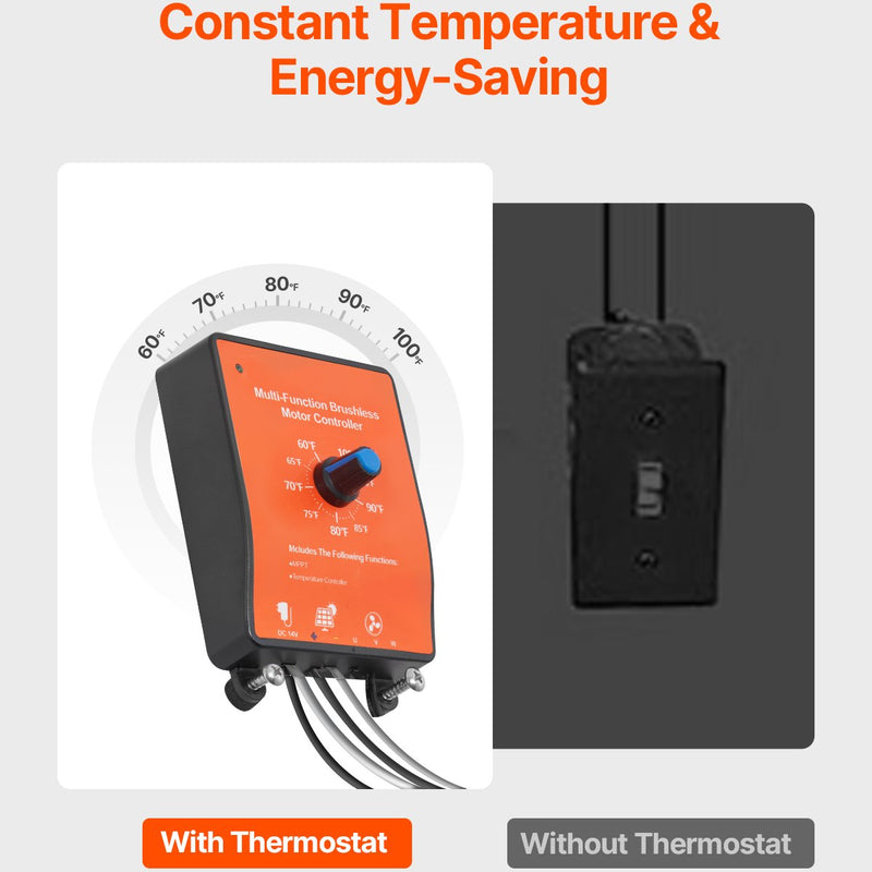 VEVOR 35,6 cm bēniņu ventilators ar termostatu, 2209 m³/h, sienas stiprinājums