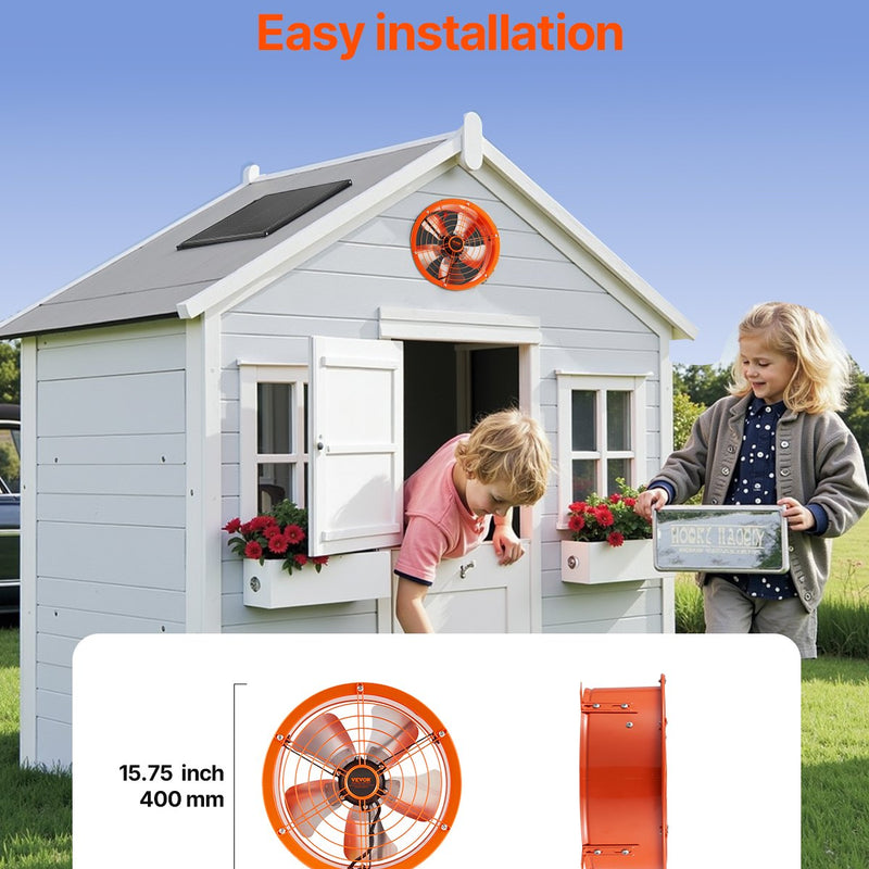 VEVOR 35,6 cm bēniņu ventilators ar termostatu, 2209 m³/h, sienas stiprinājums