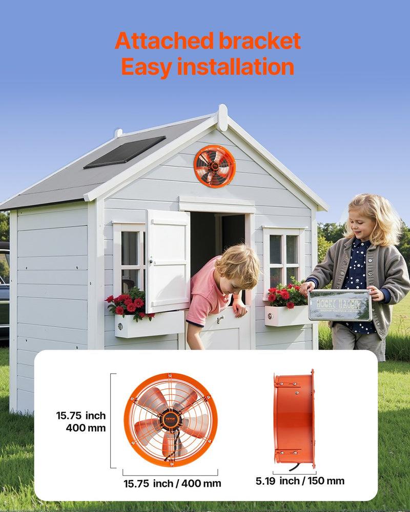 VEVOR 35,6 cm bēniņu ventilators ar termostatu, 2209 m³/h, sienas stiprinājums