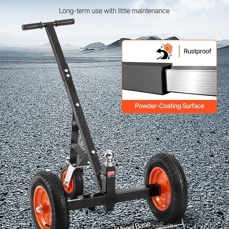 Piekabes pārvietošanas ratiņi, kravnesība 453 kg, regulējams augstums 42,4–55,8 cm, 50 mm sakabes lodveida gals, 35,5 cm riepas