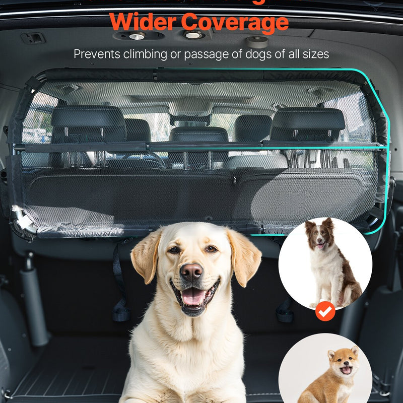 VEVOR suņa auto barjera, 1168 mm auto dalītājs, dzīvnieku barjera bagāžniekam