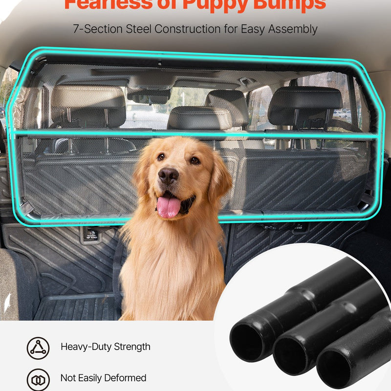 VEVOR suņa auto barjera, 1168 mm auto dalītājs, dzīvnieku barjera bagāžniekam