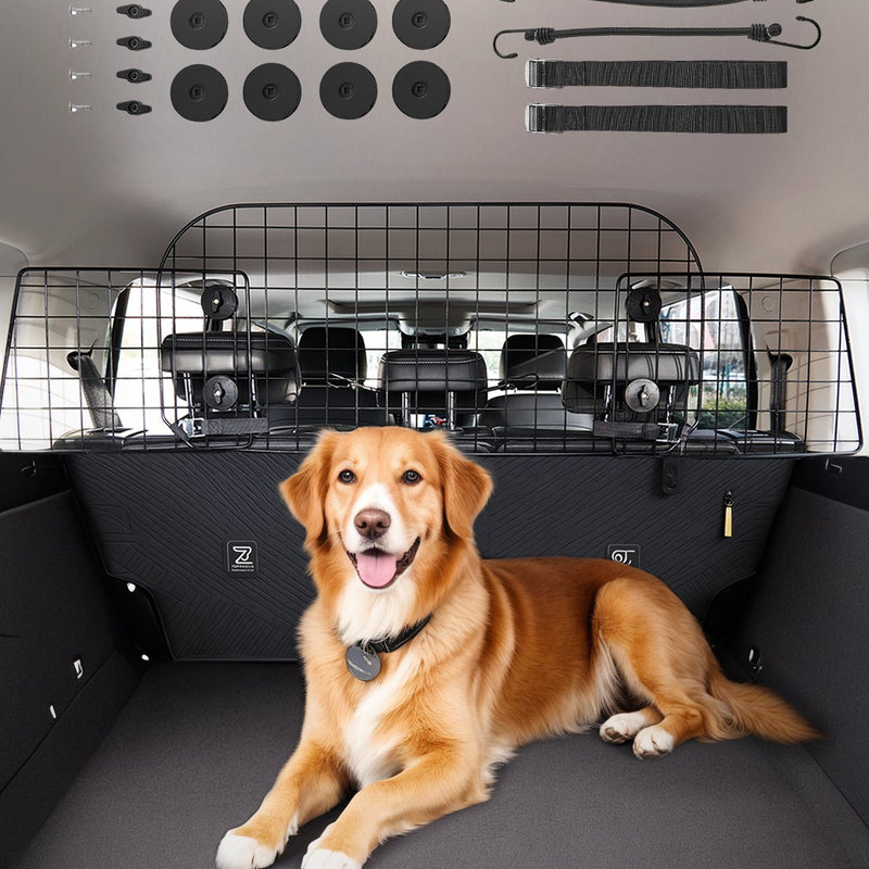 VEVOR suņa auto barjera, 965 mm - 1685 mm regulējams dzīvnieku dalītājs vārtiem bagāžniekam