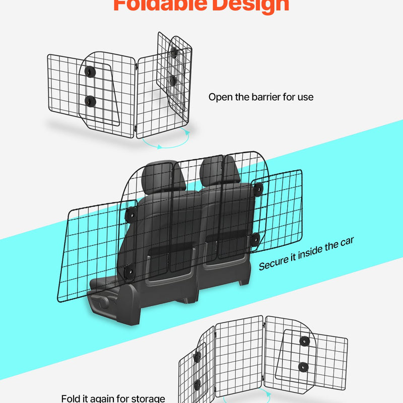 VEVOR suņa auto barjera, 980 mm - 1565 mm regulējams dzīvnieku dalītājs vārtiem bagāžniekam