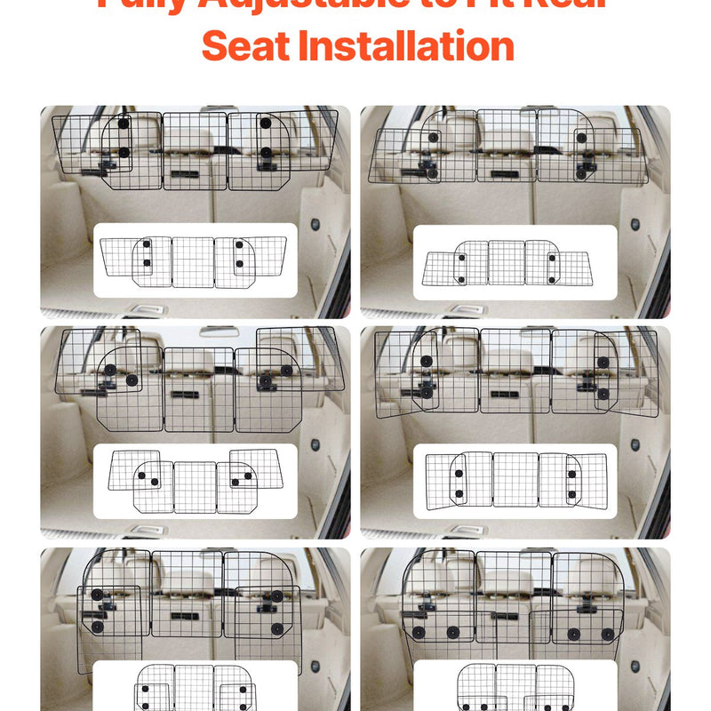 VEVOR suņa auto barjera, 980 mm - 1565 mm regulējams dzīvnieku dalītājs vārtiem bagāžniekam
