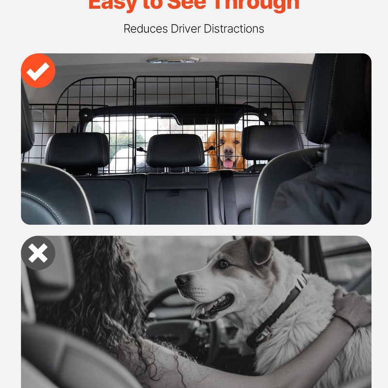 VEVOR suņa auto barjera, 980 mm - 1565 mm regulējams dzīvnieku dalītājs vārtiem bagāžniekam