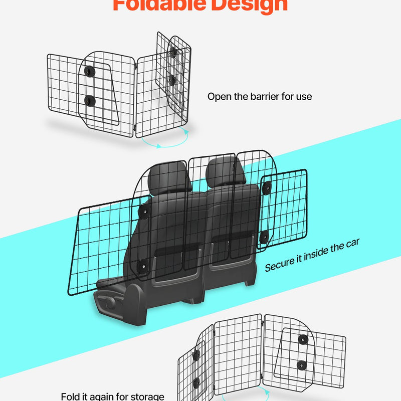 VEVOR suņa auto barjera, 930 mm - 1524 mm regulējams dzīvnieku dalītājs bagāžniekam